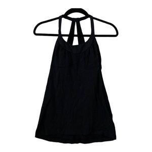 LuLu Lemon Black Tank with open back. Size 4 worn once. Adorable!! Built in bra